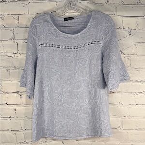 Francesca Bettini Lilac Italian Linen Embroidered Women's Blouse EUC